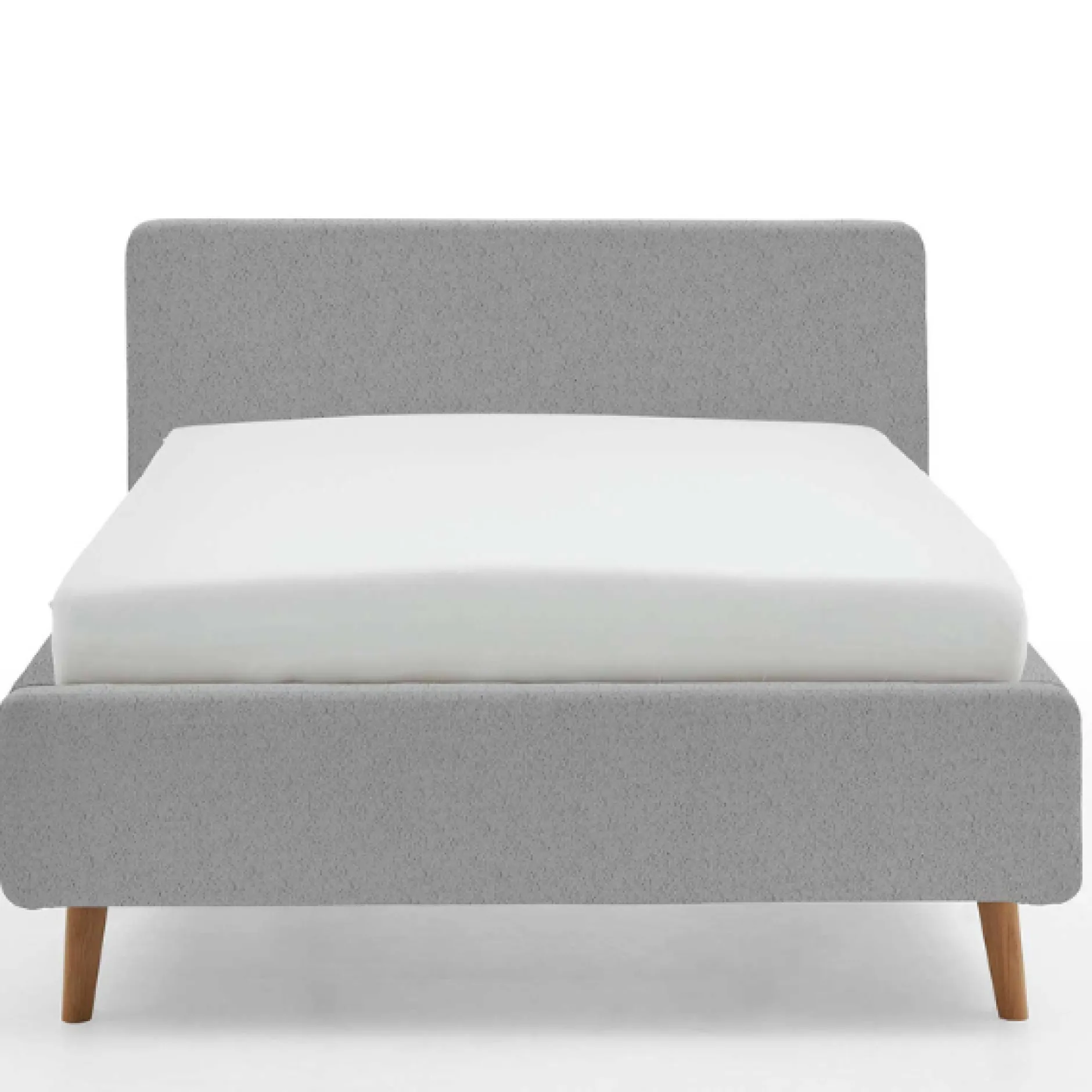 Bett Dalila 140x200cm teddy stoff mit aufbewahrung - grau