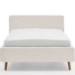 Bett Dalila 140x200cm teddy stoff mit aufbewahrung - weiß