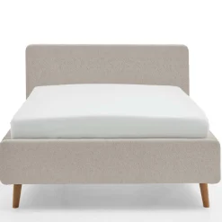 Bett Dalila 140x200cm teddy stoff mit aufbewahrung - beige