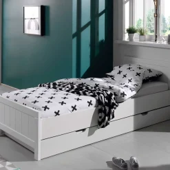 Bett Erik 90x200cm mit Bettkasten - weiß