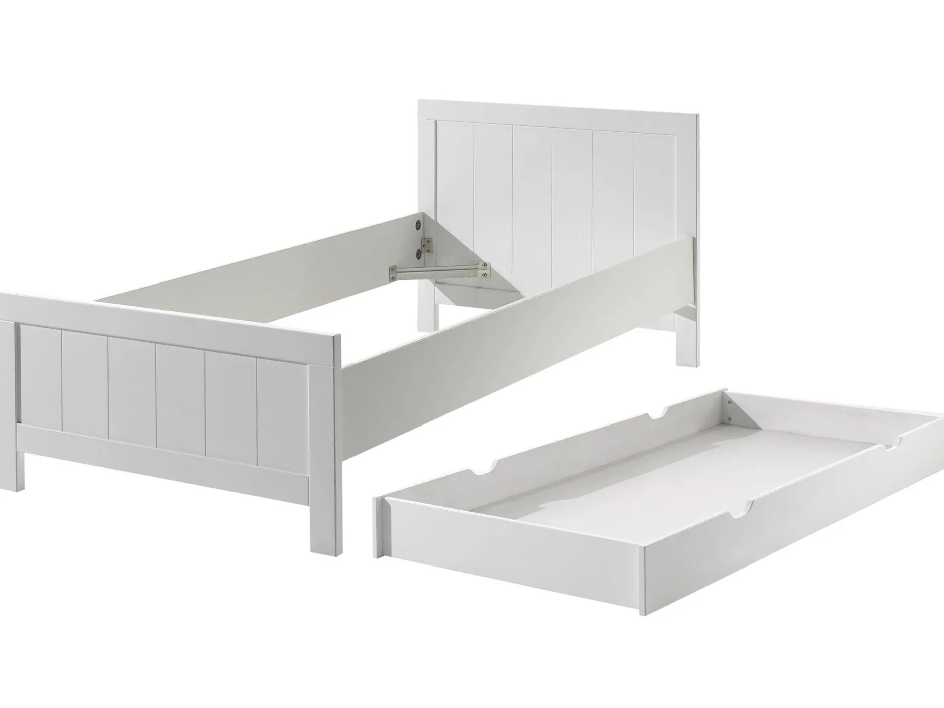 Bett Erik 90x200cm mit Bettkasten - weiß