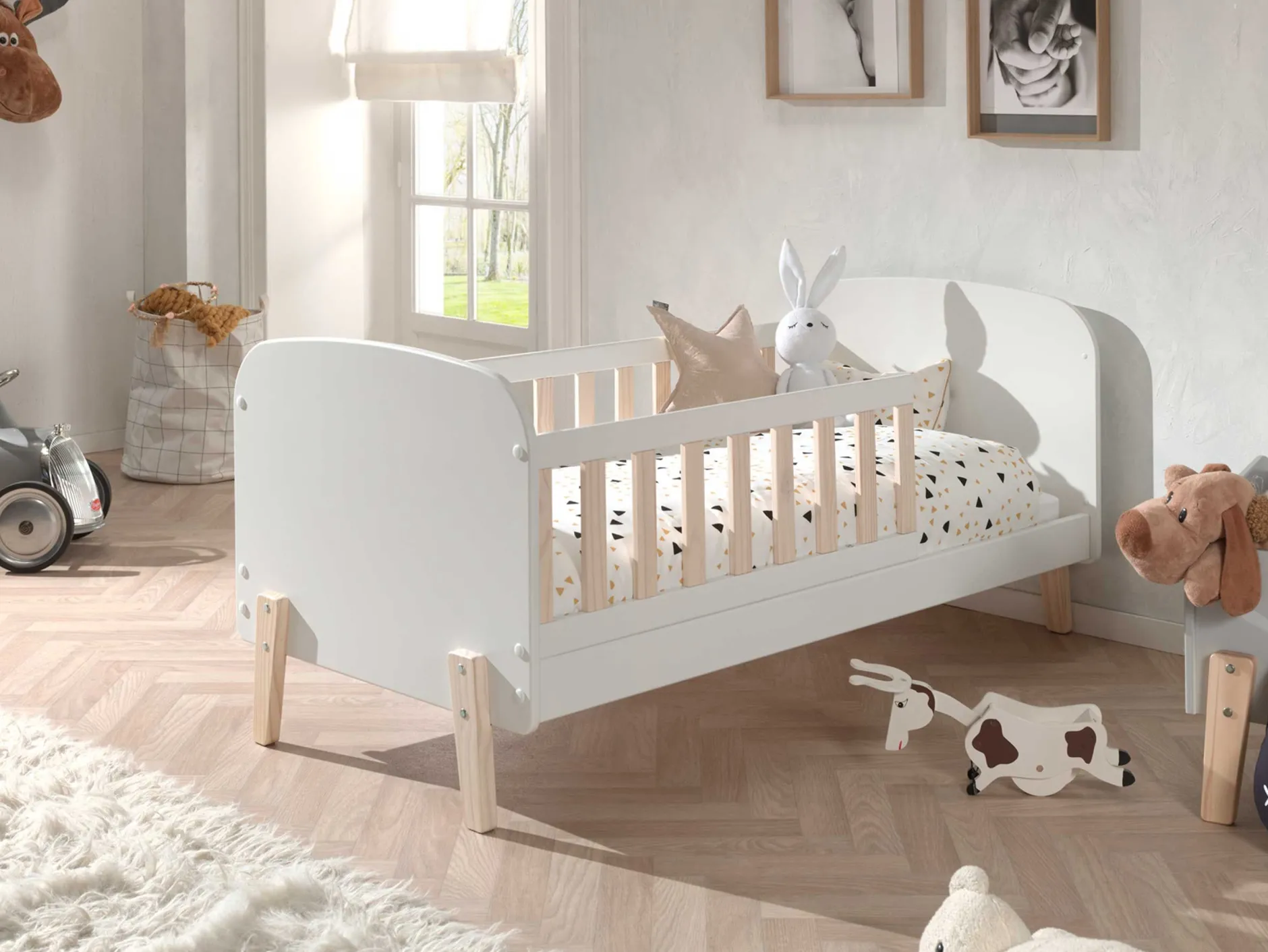 Bett für Kleinkinder Kiddy 70x140cm- weiß/Holz