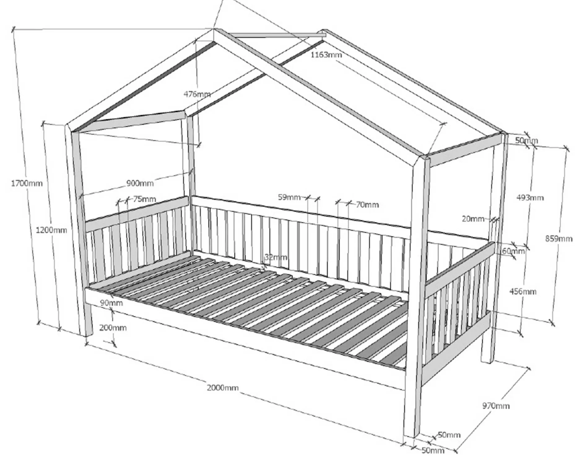 Bettkasten Dallas 90x200 - anthrazit