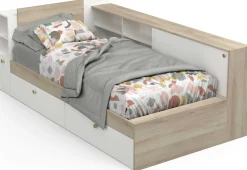 Bett Liva 90 x 190/200 cm-Kronberg Eiche/Mattweiß
