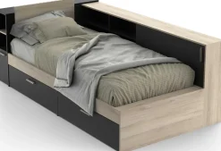 Bett Liva 90 x 190/200 cm-Kronberg Eiche/Mattschwarz