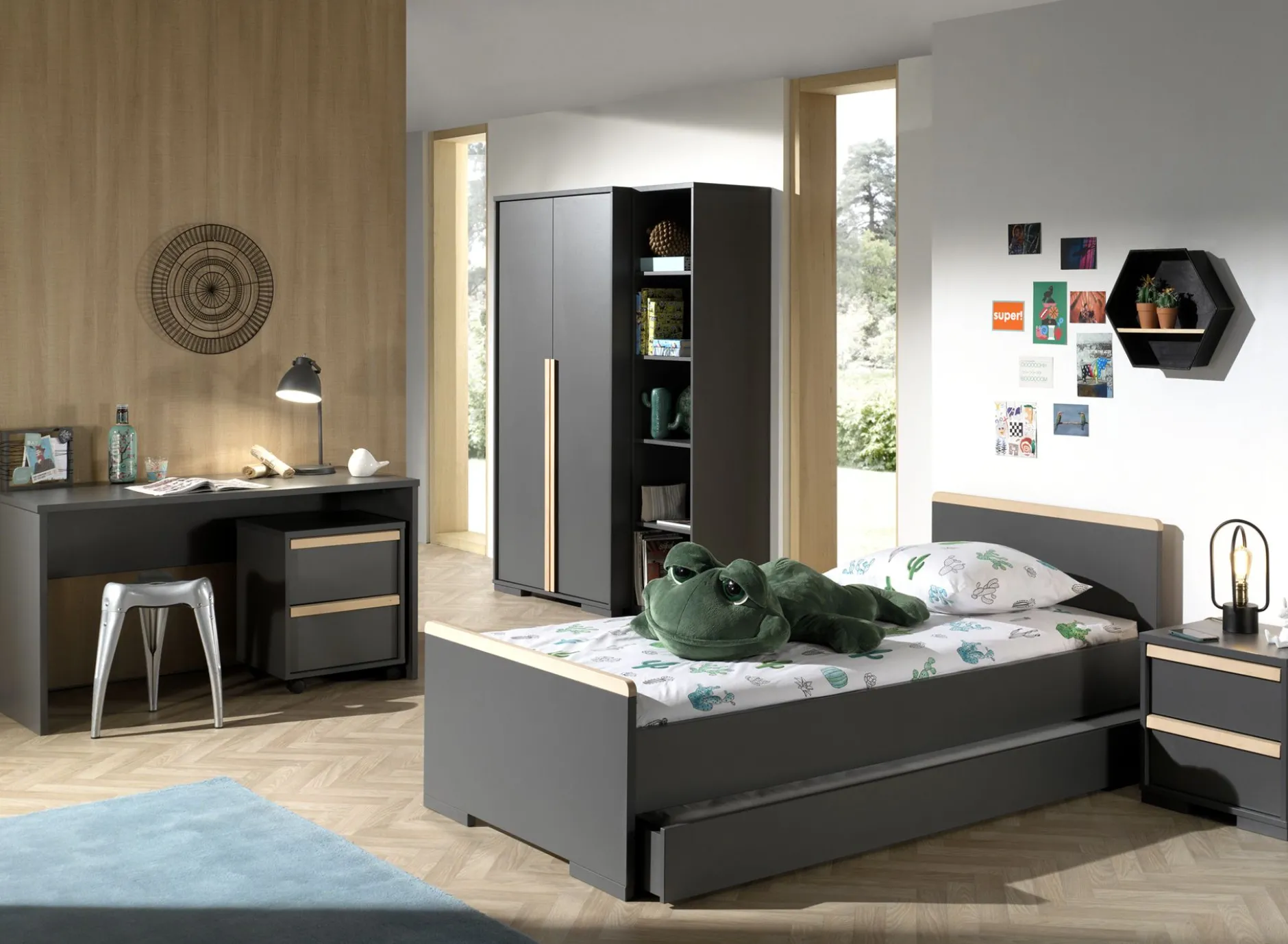 Bett London 90x200 - anthrazit