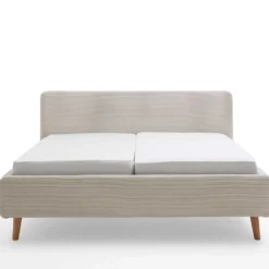 Bett Madras 160x200cm mit Lagerung Rippe Samt - beige