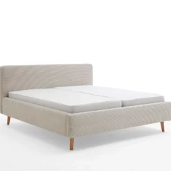 Bett Madras 180x200cm mit Lagerung Rippe Samt - beige