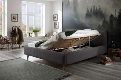 Bett Madras 160x200cm mit Lagerung Rippe Samt - grau