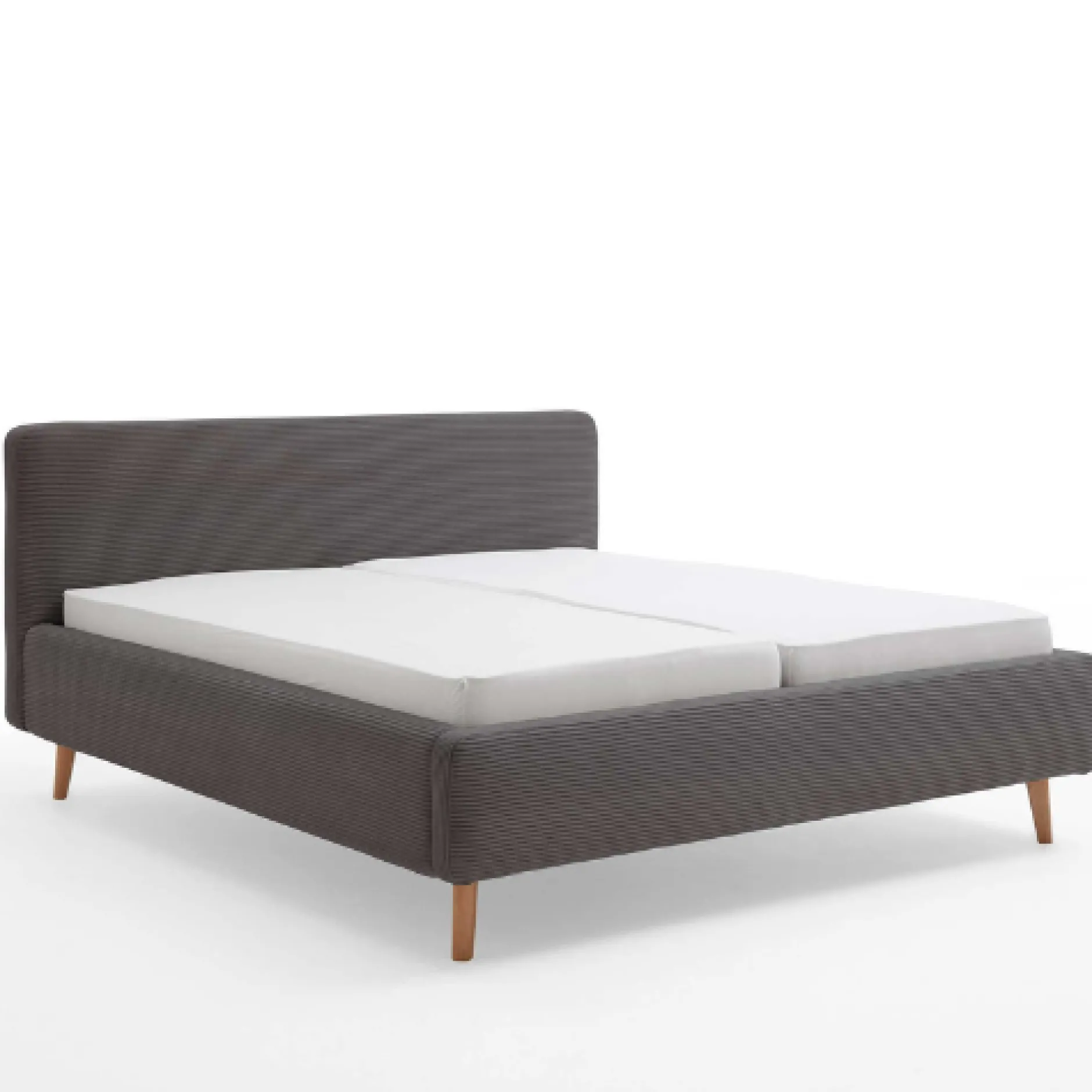 Bett Madras 160x200cm mit Lagerung Rippe Samt - grau