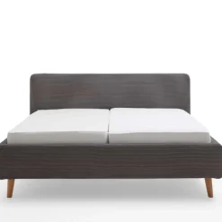 Bett Madras 160x200cm mit Lagerung Rippe Samt - grau