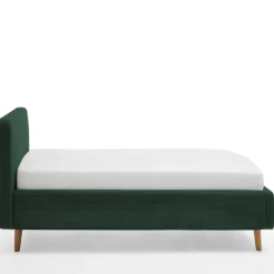 Bett Madras 140x200cm mit Stauraum Rippe Samt - dunkelgrün