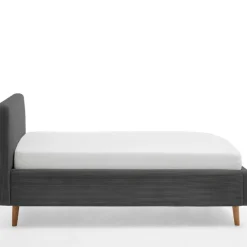 Bett Madras 140x200cm mit Stauraum Rippe Samt - anthrazit