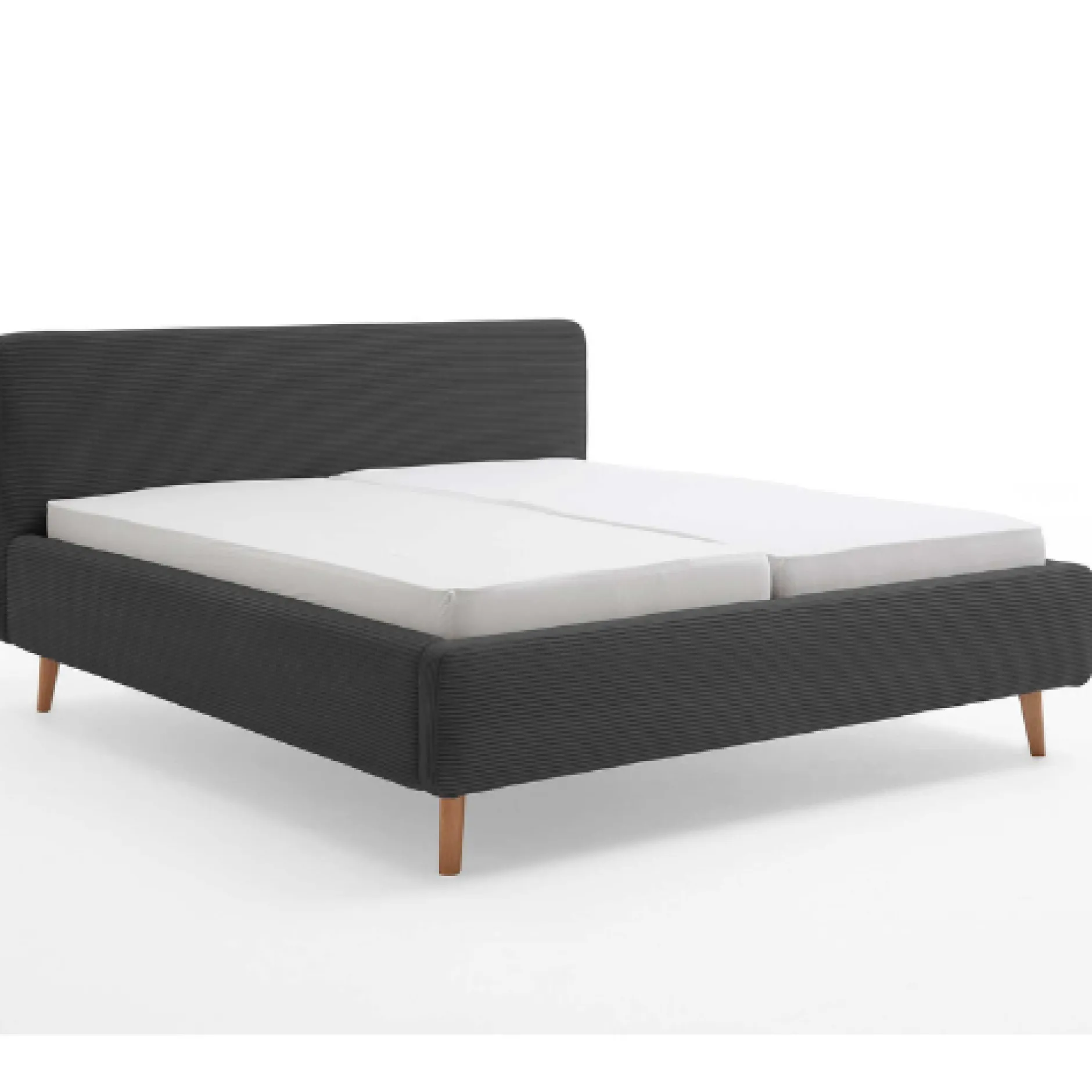 Bett Madras 160x200cm mit Stauraum Rippe Samt - anthrazit