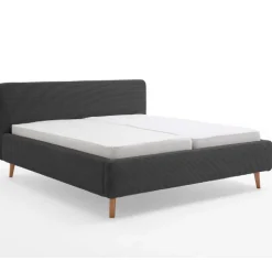 Bett Madras 180x200cm mit Stauraum Rippe Samt - anthrazit