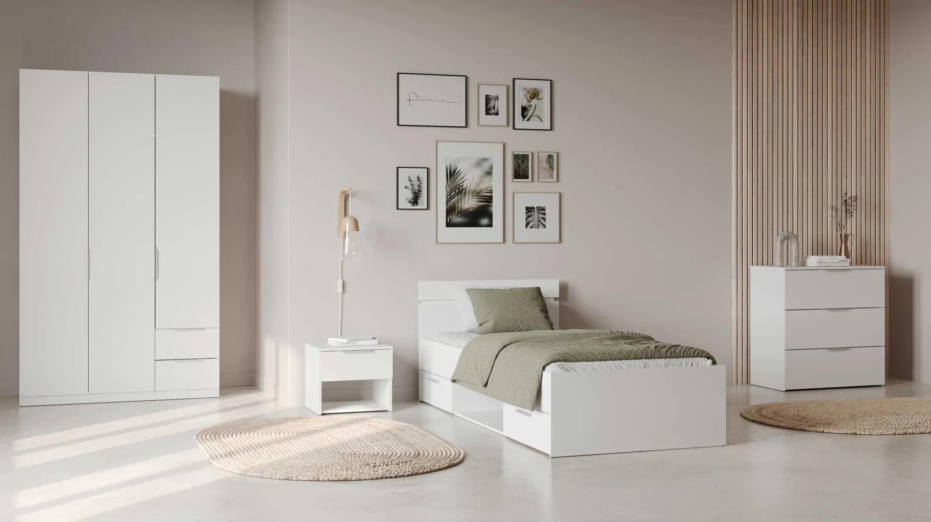 Bett Micheline mit Stauraum 90 x 200 cm-matt weiß