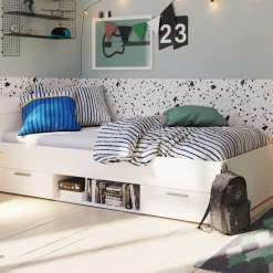 Bett Micheline mit Stauraum 90 x 200 cm-matt weiß
