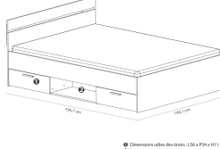 Bett Micheline 140 x 190 cm-matt weiß