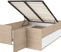 Bett mit Stauraum Taravel 140x200 - Jackson Eiche/Weiß