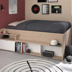 Bett mit Stauraum Taravel 140x200 - Jackson Eiche/Weiß