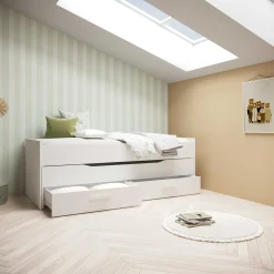 Bett mit Unterbett Twist - 90x200cm - mit zwei Schubladen - weiß