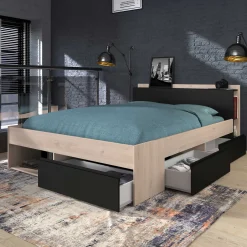 Bett Most 160x200cm - Eiche/schwarz