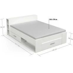 Bett Polly 140 x 190 cm-matt weiß