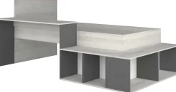 Bett Quinn 90x200 cm mit Schreibtisch und Stauraum - Kiefer/grau