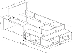 Bett Quinn 90x200 cm mit Schreibtisch und Stauraum - Kiefer/weiß