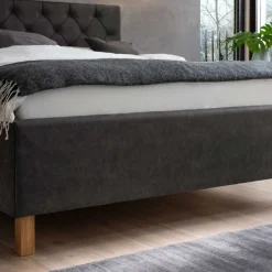 Bett San Marino 160x200cm mit Stauraum Kunstleder - anthrazit/eik