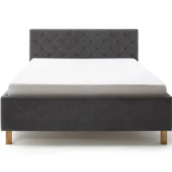 Bett San Marino 160x200cm mit Stauraum Kunstleder - anthrazit/eik