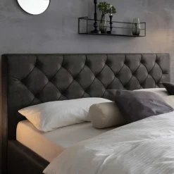 Bett San Marino 160x200cm mit Stauraum Kunstleder - anthrazit/eik