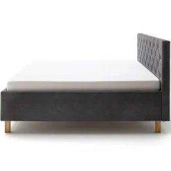 Bett San Marino 160x200cm mit Stauraum Kunstleder - anthrazit/eik