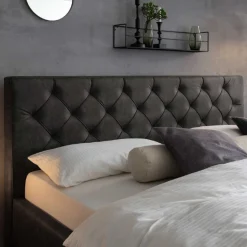 Bett San Marino 160x200cm mit Stauraum Kunstleder - anthrazit/schwarz