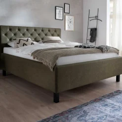 Bett San Marino 160x200cm mit Stauraum Kunstleder - grün/schwarz
