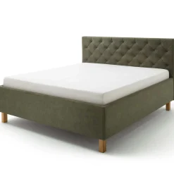 Bett San Marino 180x200cm mit Stauraum Kunstleder - grün/Eiche