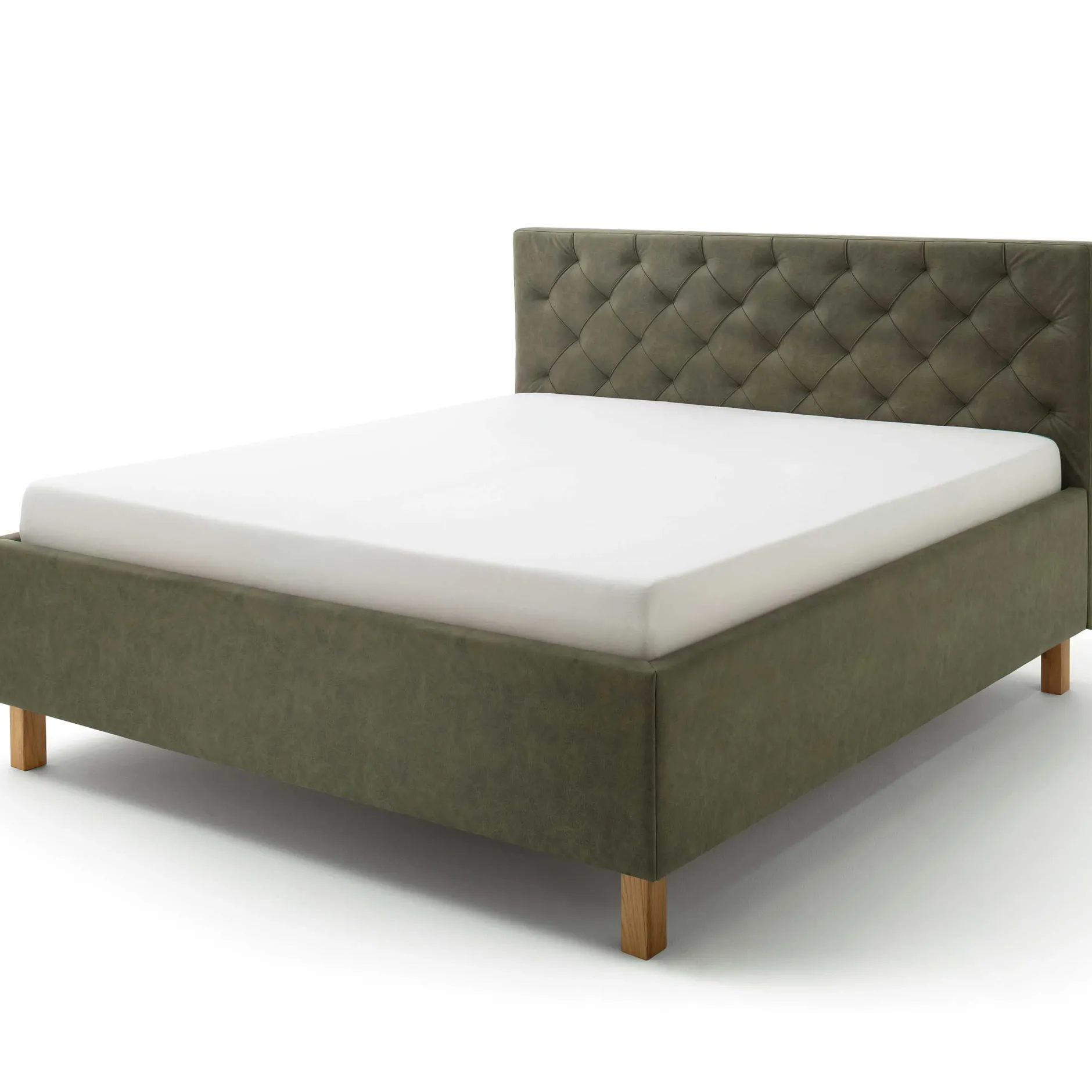 Bett San Marino 180x200cm mit Stauraum Kunstleder - grün/Eiche