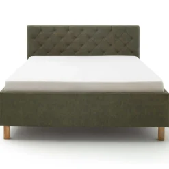 Bett San Marino 180x200cm mit Stauraum Kunstleder - grün/Eiche