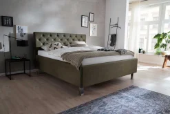 Bett San Marino 180x200cm mit Stauraum Kunstleder - grün/chrom