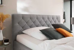 Bett San Marino 160x200cm mit Stauraum Kunstleder - grau/gelb