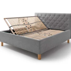 Bett San Marino 160x200cm mit Stauraum Kunstleder - grau/gelb
