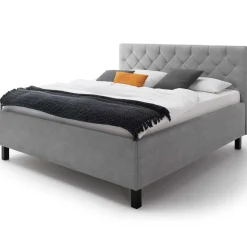 Bett San Marino 160x200cm mit Stauraum Kunstleder - grau/schwarz
