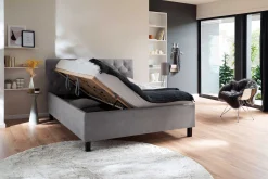 Bett San Marino 160x200cm mit Stauraum Kunstleder - grau/schwarz