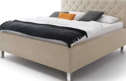 Bett San Marino 160x200cm mit Stauraum Kunstleder - beige/chrom