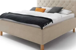 Bett San Marino 180x200cm mit Stauraum Kunstleder - beige/eiche