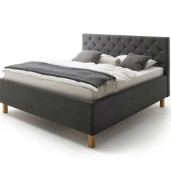 Bett San Marino 180x200cm mit Stauraum Kunstleder - anthrazit/eik