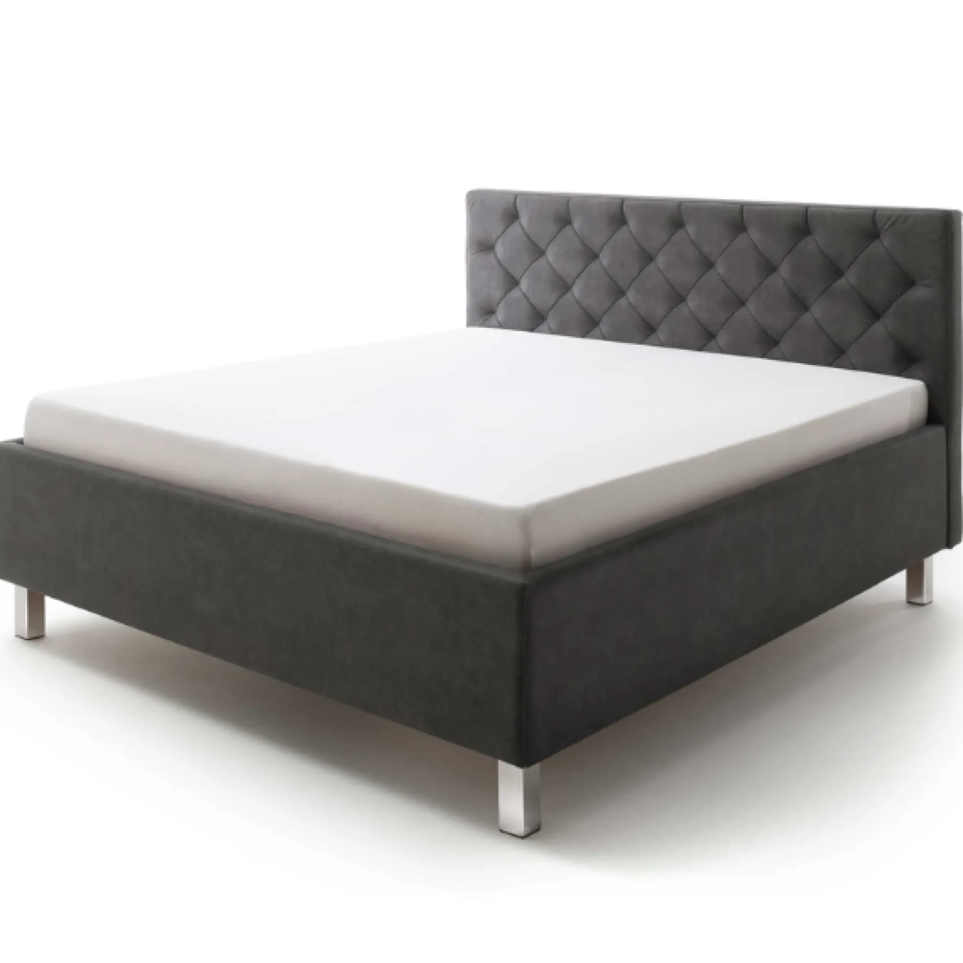 Bett San Marino 180x200cm mit Stauraum Kunstleder - anthrazit/chrom