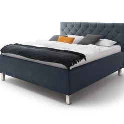Bett San Marino 160x200cm mit Stauraum Kunstleder - blau/chrom