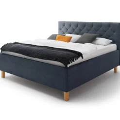 Bett San Marino 180x200cm mit Stauraum Kunstleder - blau/eiche
