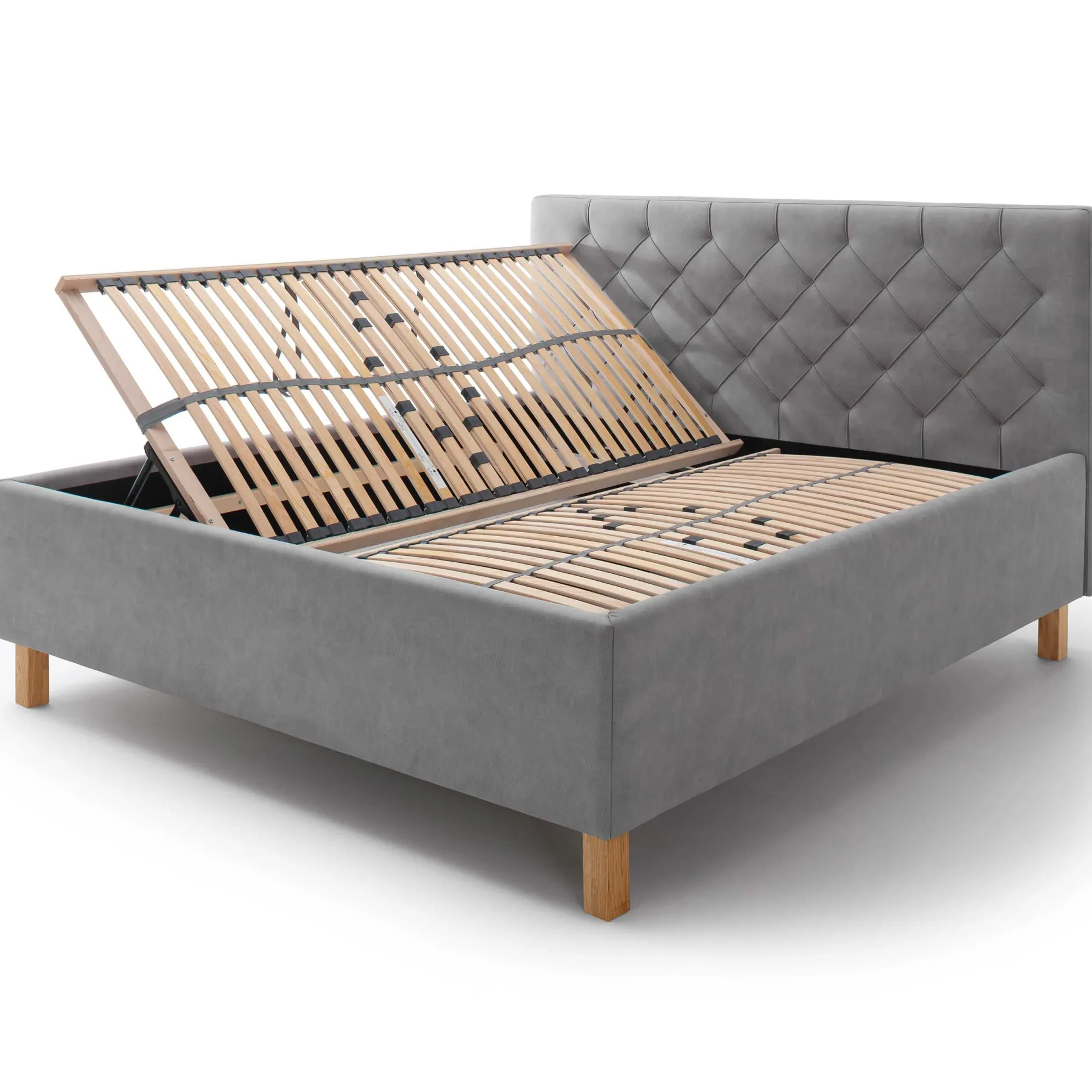 Bett San Marino 180x200cm mit Stauraum Kunstleder - grau/gelb
